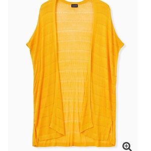 Torrid 5/6 mustard pointelle cardigan sweater